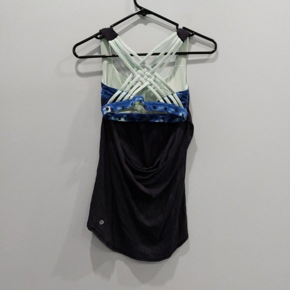 Lululemon Wild Tank Naval Blue Windy Blooms Saphire Blue Multi Sea Mist Size 2 - Picture 1 of 7